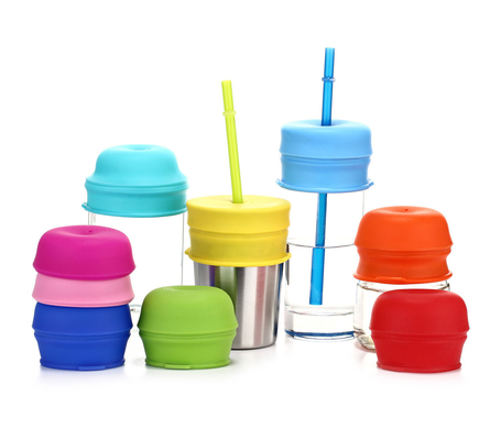 سیلیکون Sippy Straw Cup Cover برای بچه های کوچک نوزادان آب آشامیدنی Straw Reusable Spill-Proof Yeti Rambler Mason Cups Cups Cups