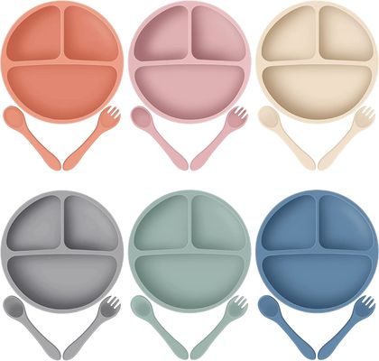 قیمت خوب ست بشقاب مکنده سیلیکونی کودکان ضد روغن قابل استفاده مجدد در مایکروویو آنلاین