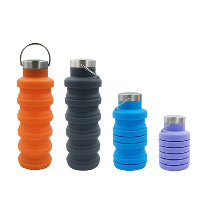 قیمت خوب بطری آب قابل جمع و جور قابل استفاده مجدد بطری های آب قابل جمع و جور سیلیکونی بدون BPA برای سفر ورزشگاه کمپینگ پیاده روی آنلاین