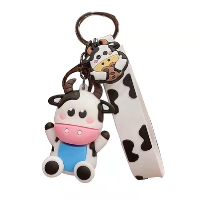 قیمت خوب 3D شخصی سازی سیلیکون گاو حیوانات کلید های آویزان Keychain برای کیف و کوله پشتی آنلاین
