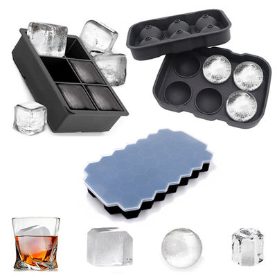 قیمت خوب سیلیکون Ice Cube Trays 3 Pack - قالب های بزرگ سایز سیلیکون Ice Cube با دریچه ضد نشت پوشه قابل برداشت مربع Ice Cube Tray و BPA Free برای کوکتل، ویسکی، Stackable Flexible Ice آنلاین