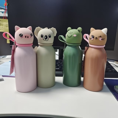 قیمت خوب Eco-Friendly Stainless Steel Water Bottle with Animal Head Lid for Kids آنلاین
