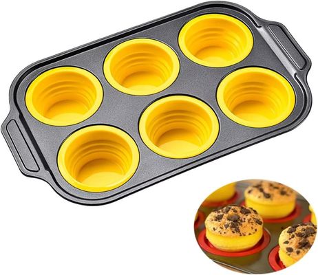 قیمت خوب 6-Piece Stackable Silicone Baking Pan Set - Temperature Resistant (-40°F to 446°F) Non-Stick Bakeware with Metal Reinforced Frame آنلاین