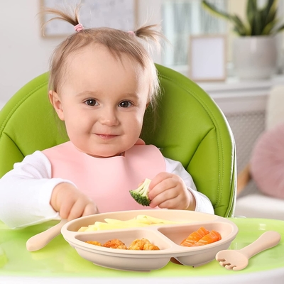 قیمت خوب پیشبند تغذیه سیلیکونی عملی بدون لغزش، بشقاب سیلیکونی قابل حمل کودکان آنلاین