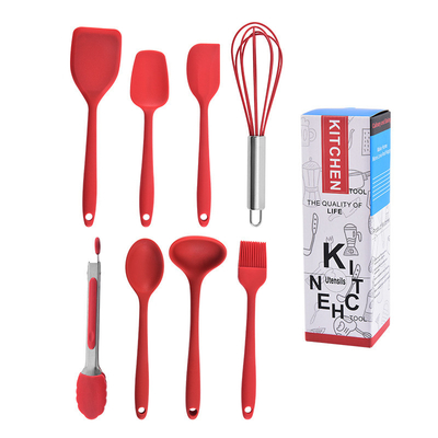 قیمت خوب سیلیکون مینی ظروف آشپزخانه مجموعه ای از 8 ابزار آشپزخانه کوچک ظروف آشپزی بدون چسب با سوراخ آویزان آنلاین