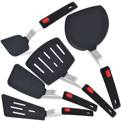 قیمت خوب 5- بسته اسپاتول های سیلیکونی بدون BPA Turner Set For Nonstick Cookware ابزار آشپزخانه انعطاف پذیر اسپاتول های پخت و پز برای تخم مرغ آنلاین