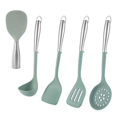 5Pcs غیر چسبنده آشپزخانه آشپزخانه سیلیکون آشپزخانه سیتی آشپزخانه سیلیکون آشپزخانه آشپزخانه ابزار هدیه با دسته ضد زنگ