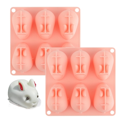 قیمت خوب 3D مینی سیلیکون قالب پخت و پز برای کیک موس فوندانت صابون بستنی شکلات شیرینی خرگوش قالب 6 حفره آنلاین