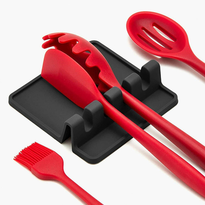 قیمت خوب BPA رایگان آشپزخانه سیلیکون ظرف های آشپزخانه ماندگار قاشق با قطره پد آشپزخانه ابزار آشپزخانه ظرف های آشپزخانه نگهدارنده آنلاین