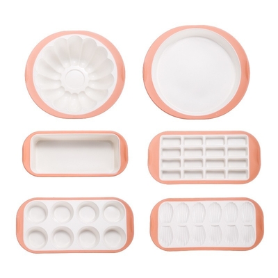 قیمت خوب مجموعه نان پخت سیلیکون - 6PCS نان پخت غیر چسبناک با چسب و قاب فلزی تقویت شده: نان کیک گرد، نان پخت مربع، نان نان، و قالب های مافین آنلاین
